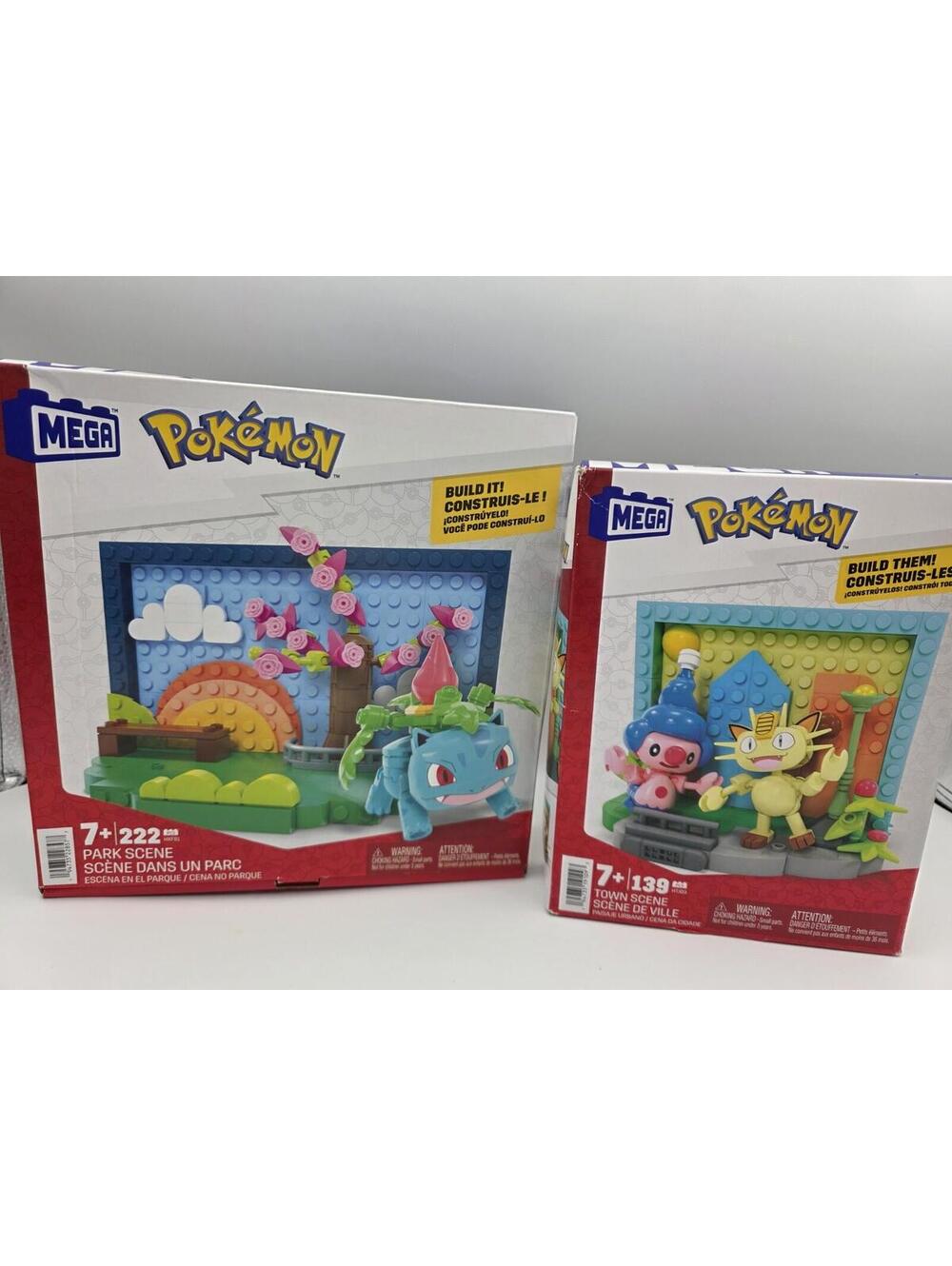 MEGA BLOKS CONSTRUX POKEMON TOWN SCENE AND PARK SCENE BUNDLE NWT
